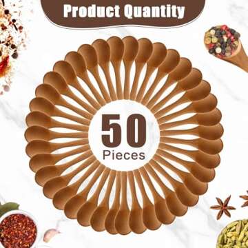 Boao 50 Pcs Small Wooden Spoons, 3.5'' L, Mini Wood Spoons Bulk Nature Tiny Spoons Little Wooden Tea...