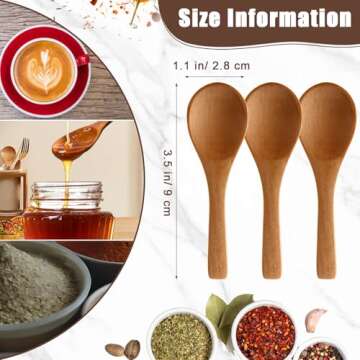 Boao 50 Pcs Small Wooden Spoons, 3.5'' L, Mini Wood Spoons Bulk Nature Tiny Spoons Little Wooden Teaspoons for Jars Sugar Creamer Honey Spices Salt Kitchen Supplies