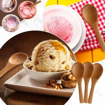 Boao 50 Pcs Small Wooden Spoons, 3.5'' L, Mini Wood Spoons Bulk Nature Tiny Spoons Little Wooden Teaspoons for Jars Sugar Creamer Honey Spices Salt Kitchen Supplies