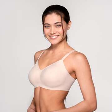 Floatley to The T-Shirt Wireless Lift Bra for Women, Soft Silky Back Smoothing Everyday Comfort Bra ...