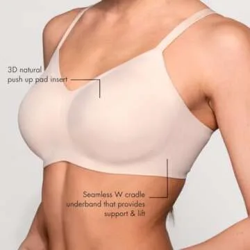 Floatley to The T-Shirt Wireless Lift Bra for Women, Soft Silky Back Smoothing Everyday Comfort Bra with Removable Pads
