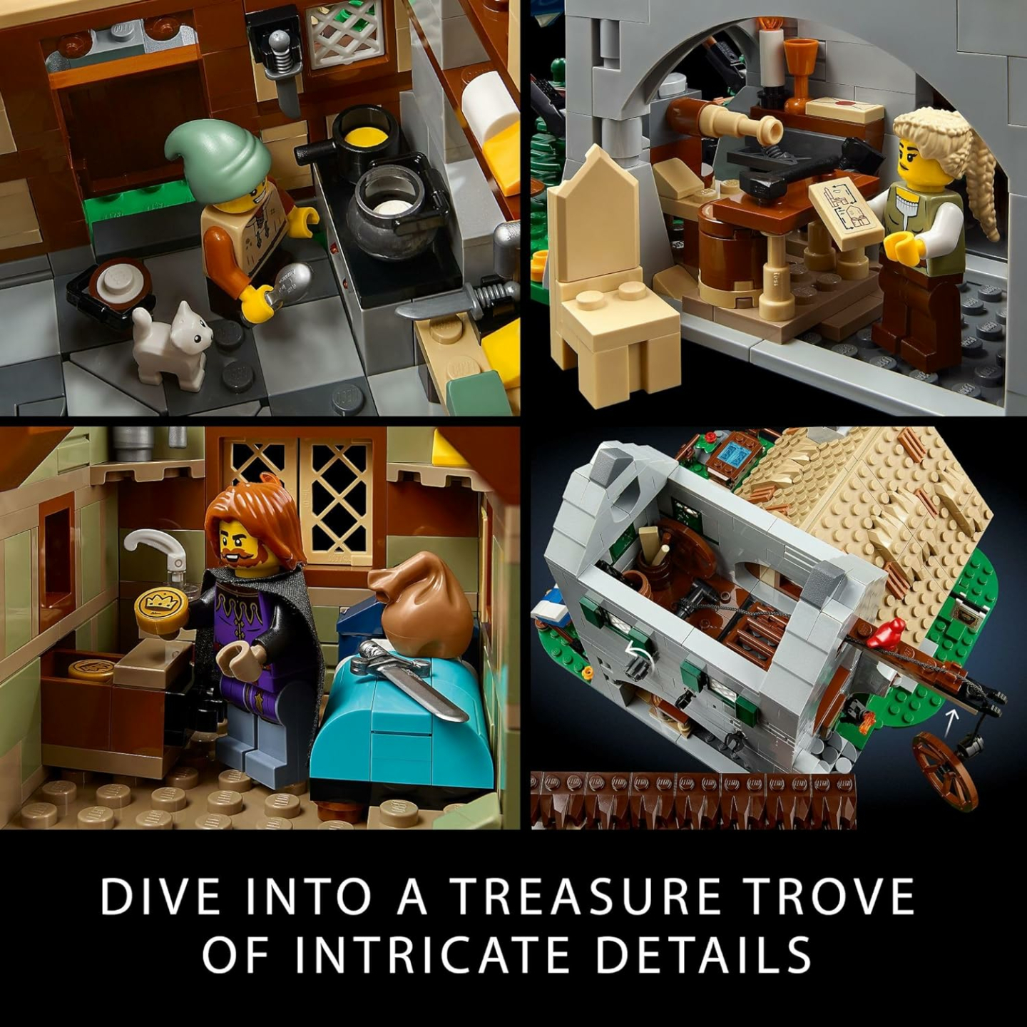 Medieval Town Square LEGO Set with 8 Minifigures