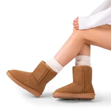 DREAM PAIRS Women's Mid Calf Winter Snow Boots FuzzyClassic Mid Boot,Size 8,Chesnut