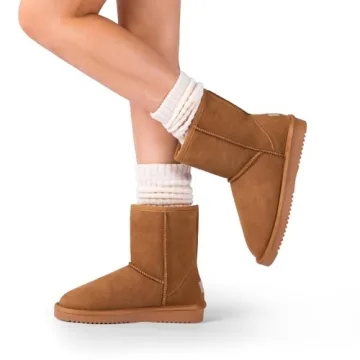 DREAM PAIRS Women's Mid Calf Winter Snow Boots FuzzyClassic Mid Boot,Size 8,Chesnut
