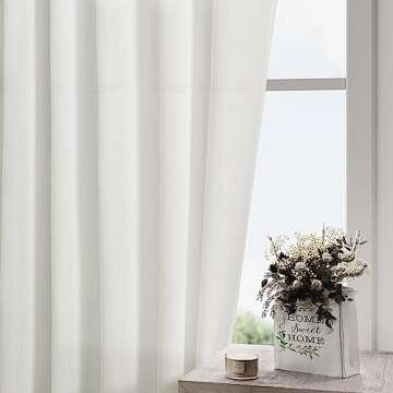 Linen Off White Curtains 120 inch Extra Long for Living Room Back Tab Light Filtering Semi Sheer Drapes Modern Farmhouse Coastal Decor Cotton Textured Curtain for Floor to Ceiling Window 10 FT
