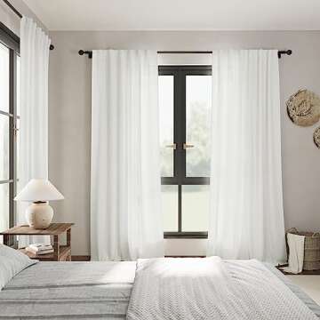 Linen Off White Curtains 120 inch Extra Long for Living Room Back Tab Light Filtering Semi Sheer Drapes Modern Farmhouse Coastal Decor Cotton Textured Curtain for Floor to Ceiling Window 10 FT