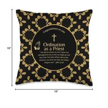 100xGifts Priest Gift Congratulations on Your Ordination Throw Pillow, 16x16, Multicolor