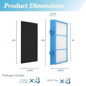 Nispira AER1 Filter Replacement for Holmes Air Purifier HAPF30AT HAP242-NUC Total Air 4 HEPA 4 Carbon Booster, Remove Odor Smoke VOCs 1.2 x 10 x 4.6 Inches