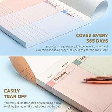 Oriday Weekly Planner Notepad - Colorful Planning Companion