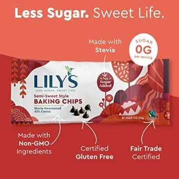 LILY'S Semi Sweet Style No Sugar Added Baking Chips, Gluten Free, Bulk, 9 oz Bags (12 Count)