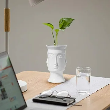 ComSaf Ceramic Flower Vase Set of 2 - Modern White Décor