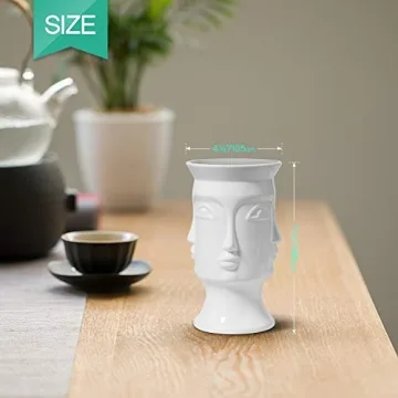 ComSaf Ceramic Flower Vase Set of 2 - Modern White Décor