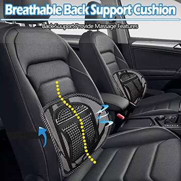 Big Ant Lumbar Support, Car Back Support with Massage Beads Ergonomic Designed for Comfort and Lower Back Pain Relief - Car Seat Lumbar Support for Driver, Office Chair, Wheelchair, Home