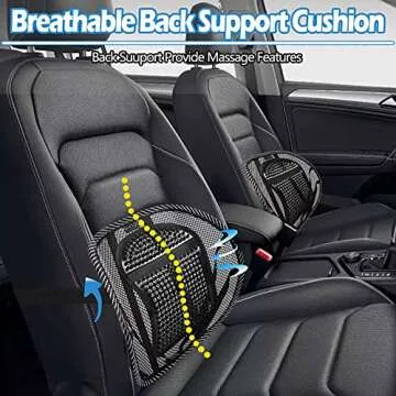 Big Ant Lumbar Support, Car Back Support with Massage Beads Ergonomic Designed for Comfort and Lower Back Pain Relief - Car Seat Lumbar Support for Driver, Office Chair, Wheelchair, Home