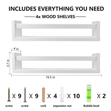 ZLchair BOMID Nursery Shelves Set of 2 Floating Bookshelves