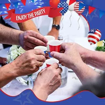 Yinkin 150 Pcs Red White and Blue Shot Glasses Bulk 2 oz Plastic Shot Glasses Disposable Shot Glasses Mini Shot Cups for Wedding Bachelorette Birthday Baby Shower Party Office Supplies