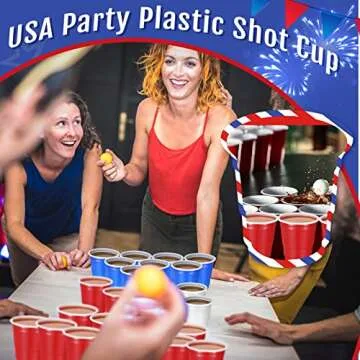 Yinkin 150 Pcs Red White and Blue Shot Glasses Bulk 2 oz Plastic Shot Glasses Disposable Shot Glasses Mini Shot Cups for Wedding Bachelorette Birthday Baby Shower Party Office Supplies