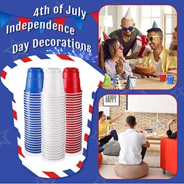 Yinkin 150 Pcs Red White and Blue Shot Glasses Bulk 2 oz Plastic Shot Glasses Disposable Shot Glasses Mini Shot Cups for Wedding Bachelorette Birthday Baby Shower Party Office Supplies