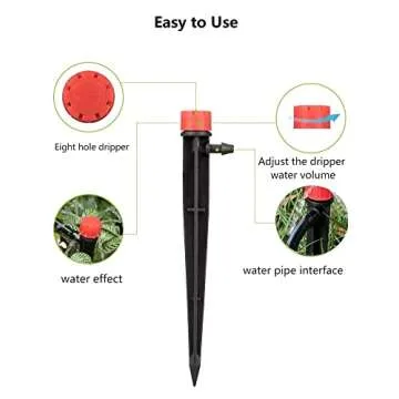 La Farah 50pcs Drip Emitters for 1/4" Drip Irrigation Tubing, Adjustable 360 Degree Water Flow Dripp...