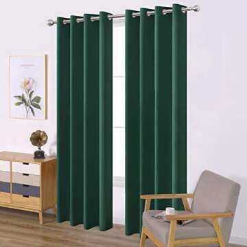 LEMOMO Dark Green Blackout Curtains - 52 x 84 Inch Set of 2 Panels