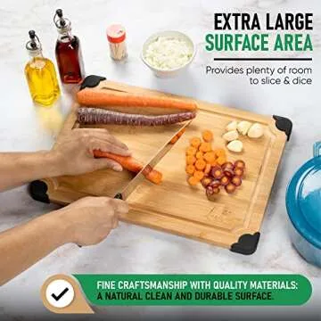 LACUNA BOUTIQUE Extra Large Non Slip Bamboo Cutting Board with Deep Juice Grooves- Wood Cutting Board for Kitchen Meal Prep & Serving Tray- Charcuterie Board & Chopping Butcher Block