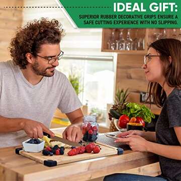 LACUNA BOUTIQUE Extra Large Non Slip Bamboo Cutting Board with Deep Juice Grooves- Wood Cutting Board for Kitchen Meal Prep & Serving Tray- Charcuterie Board & Chopping Butcher Block