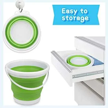 Silicone Beach Foldable Buckets Toys, 3L Jumbo Sand Pails Bucket Set with Mesh Bag, Swimming Pool Toys for Kids Adults, Gift Set for Gardening, Travel, Fishing, Cleaning, Camping Outdoor