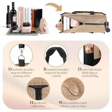 TRSODD Bridesmaid Gifts for Wedding Day, Embroidery Straw Tote Bag w Makeup Bag, Bridal Shower Gifts, Personalized Bride Gifts for Christmas Birthday w Zi-pper Side Pocket Shoulder Strap Gift Box Card