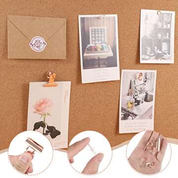 310 Pcs Rose Gold Push Pins Set, Rose Gold Thumb Tacks Decorative Push Pins for Cork Board with Push Pin Hook Pushpin Clip 5 Style Rose Gold Office Accessories for Cork Board Map Office (Rose Gold)