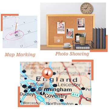 310 Pcs Rose Gold Push Pins Set, Rose Gold Thumb Tacks Decorative Push Pins for Cork Board with Push Pin Hook Pushpin Clip 5 Style Rose Gold Office Accessories for Cork Board Map Office (Rose Gold)