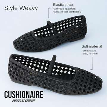 Stylish CUSHIONAIRE Woven Ballet Flat with Memory Foam