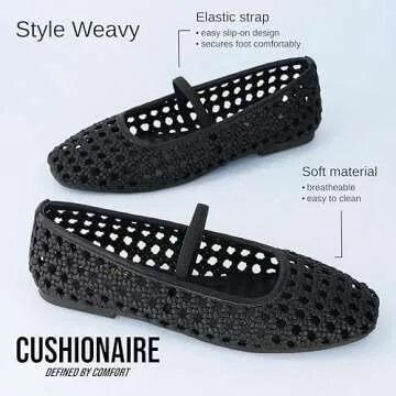 Stylish CUSHIONAIRE Woven Ballet Flat with Memory Foam
