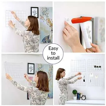 ODOXIA Picture Frame, 15.75x11.81in White Metal & Wood Grid Panel, Magnetic, Wall Mount, Unframed, Horizontal, 1 Pack, Hanging Home & Office Décor