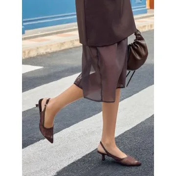 Coutgo Women's Slingback Kitten Low Heels for Comfort