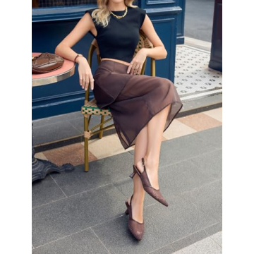 Coutgo Women's Slingback Kitten Low Heels for Comfort