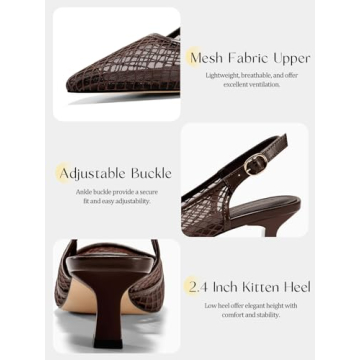 Coutgo Women's Slingback Kitten Low Heels for Comfort