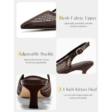 Coutgo Women's Slingback Kitten Low Heels for Comfort