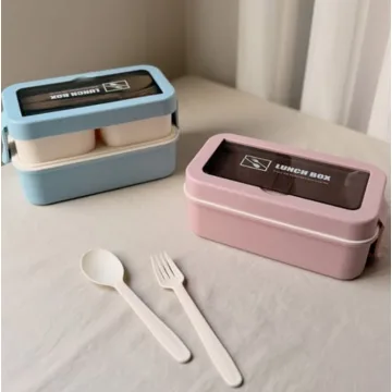 ظرف غذا دوطبقه قفل‌دار پلاستیکی | سبک و بدون نشتی