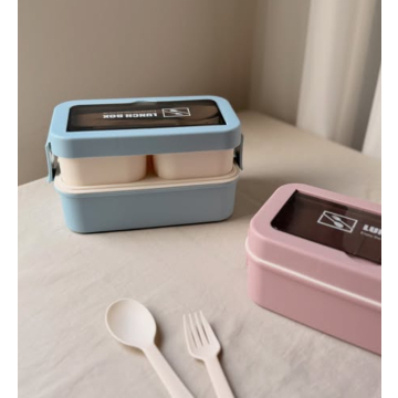 ظرف غذا دوطبقه قفل‌دار پلاستیکی | سبک و بدون نشتی