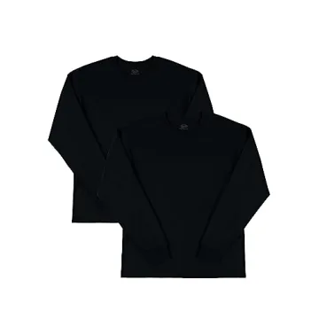 Men's Eversoft Cotton Long Sleeve T-Shirts by Fruit of the Loom in Black Ink - Breathable & Odor Con...