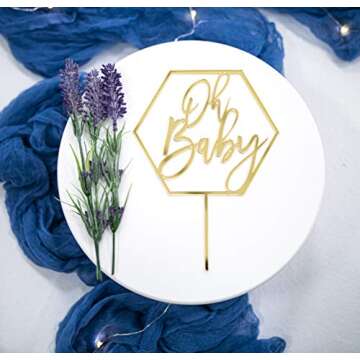 Gold Baby Shower Cake Topper Oh Baby Hexagon Design