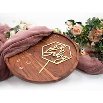 Gold Baby Shower Cake Topper Oh Baby Hexagon Design