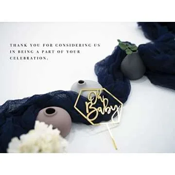Gold Baby Shower Cake Topper Oh Baby Hexagon Design
