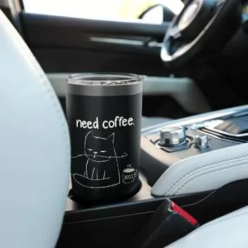 Funny Cat Need Coffee Grumpy Tumbler for Cat Lovers