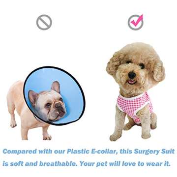 Dog’s Recovery Suit Post Surgery Shirt for Puppy, Wound Protective Clothes for Little Animals(Pink Stars-s)
