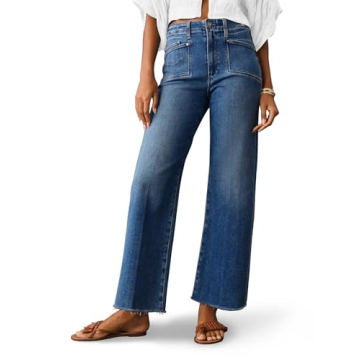 KUNMI Jeans for Women Wide Leg Baggy High Waist Boyfriends Straight Leg Stretchy Denim Pants Trendy ...