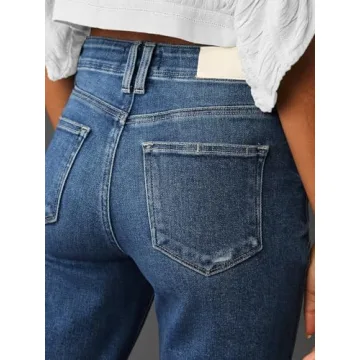 KUNMI Jeans for Women Wide Leg Baggy High Waist Boyfriends Straight Leg Stretchy Denim Pants Trendy Fall 2024