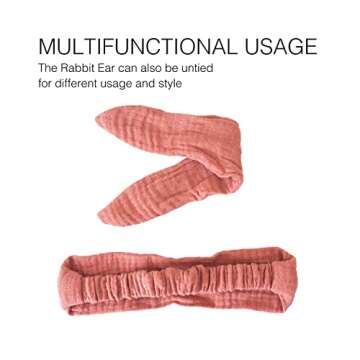 XIMA Headbands for Girls, 8pcs Cotton Rabbit Ears Hairbands for Toddlers Teens Children, Removable Rabbit Ear Bows Kids Hair Accessories