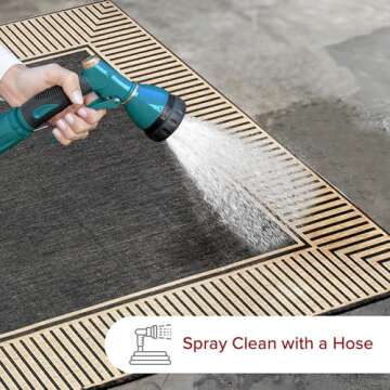 nuLOOM 10' x 12' Outdoor Area Rug with Striped Border - Durable & Stylish for patio & indoor usage