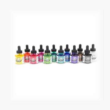 Dr. Ph. Martin's Bombay India Ink (Set 1) Ink Set, 1.0 oz, Set 1 Colors, 1 Set of 12 Bottles